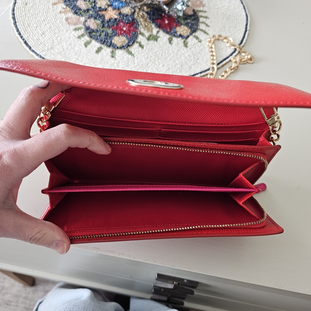 Coach Red And Pink Crossbody Wallet with Gold Hardware - Picture 8 of 16